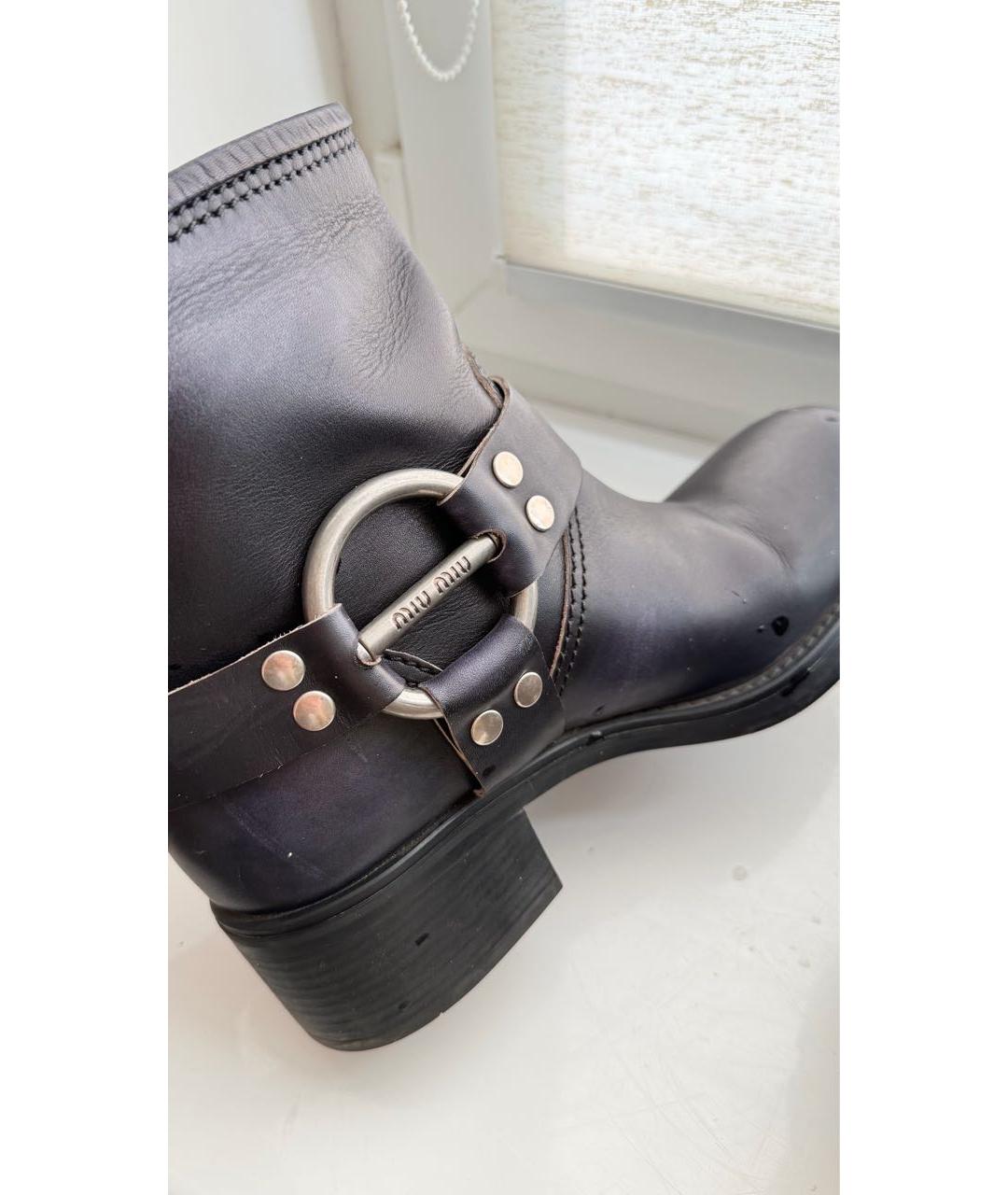 MIU MIU Черные кожаные полусапоги, фото 6