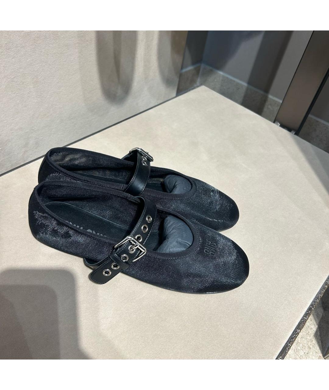 MIU MIU Черные текстильные балетки, фото 5
