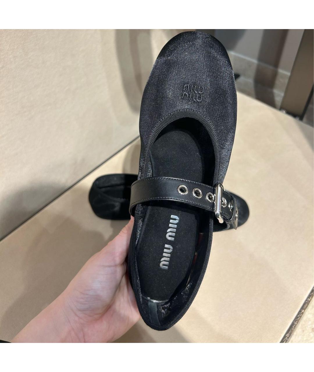 MIU MIU Черные текстильные балетки, фото 6