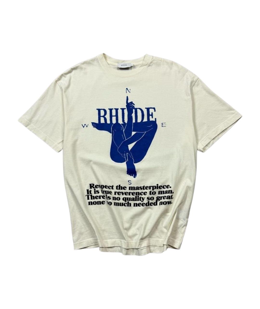 RHUDE Белая хлопковая футболка, фото 1