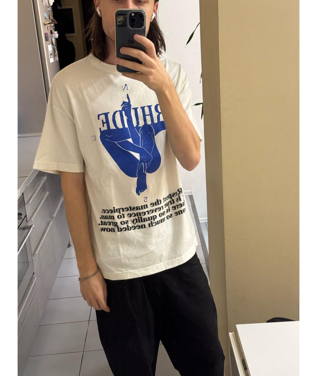 RHUDE Белая хлопковая футболка, фото 4