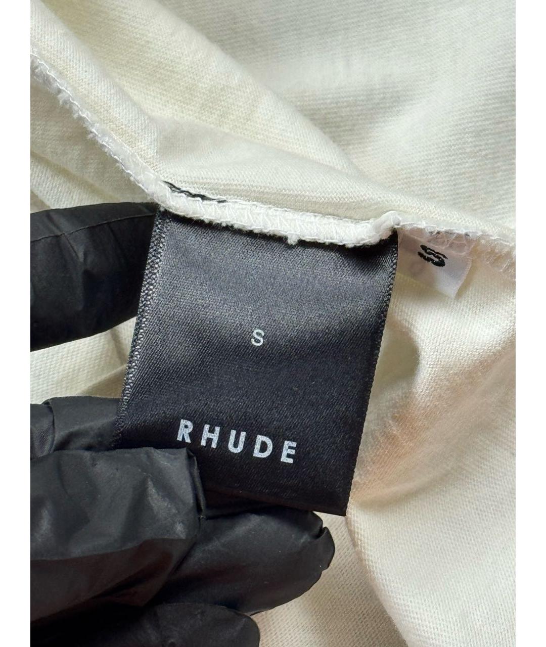 RHUDE Белая хлопковая футболка, фото 7