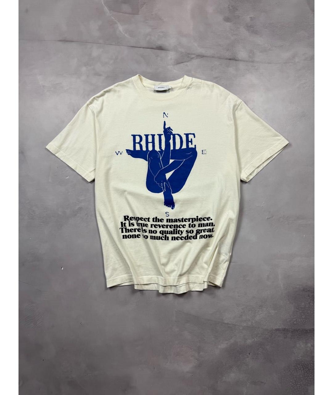 RHUDE Белая хлопковая футболка, фото 9