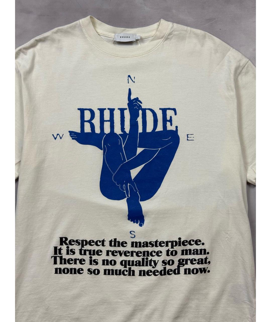 RHUDE Белая хлопковая футболка, фото 2