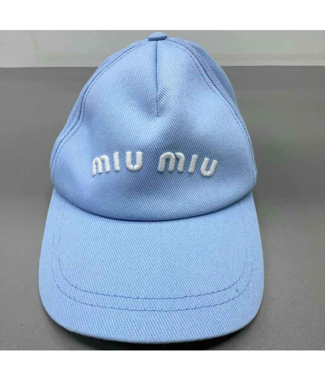 MIU MIU Голубая хлопковая кепка, фото 3