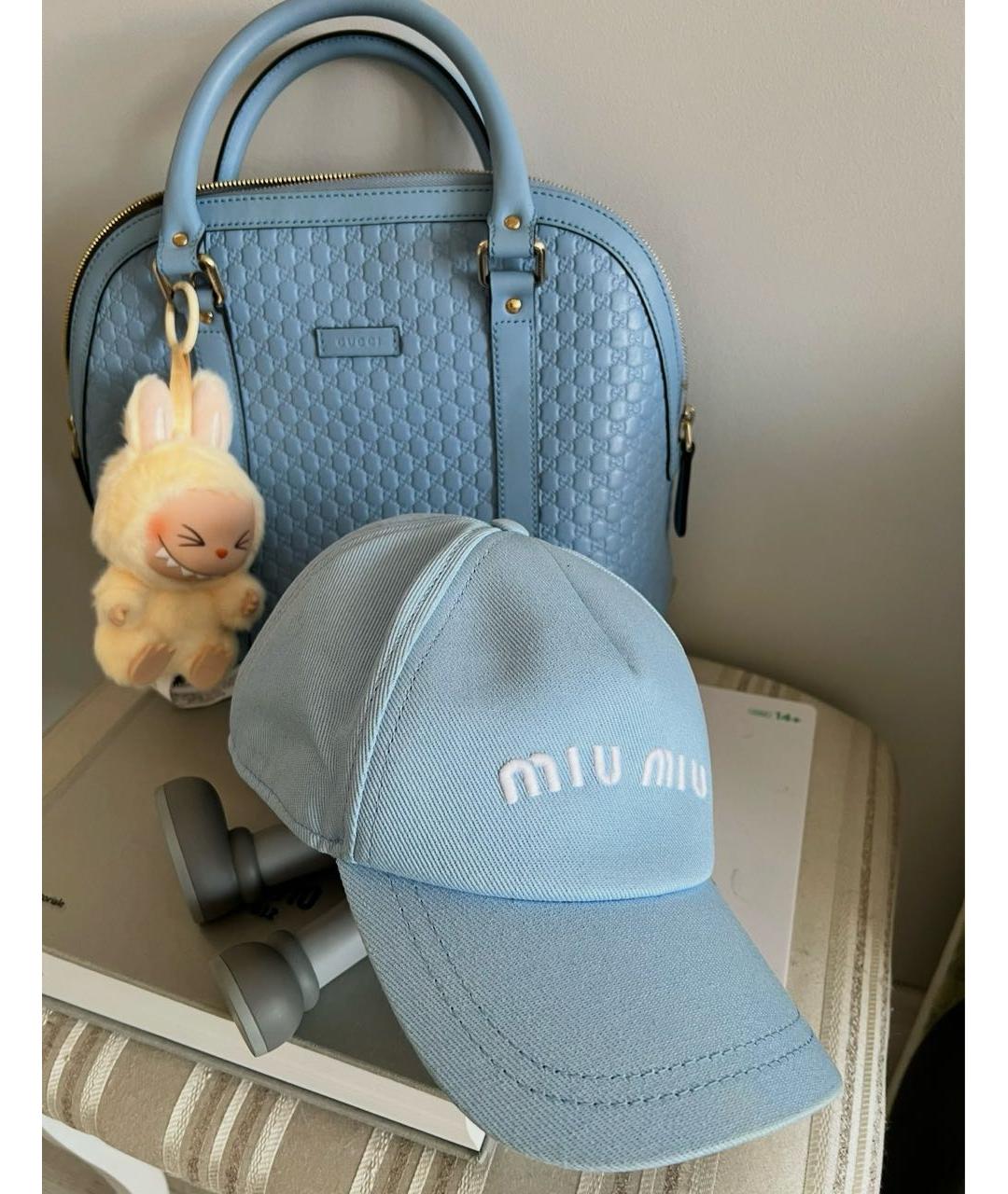 MIU MIU Голубая хлопковая кепка, фото 7