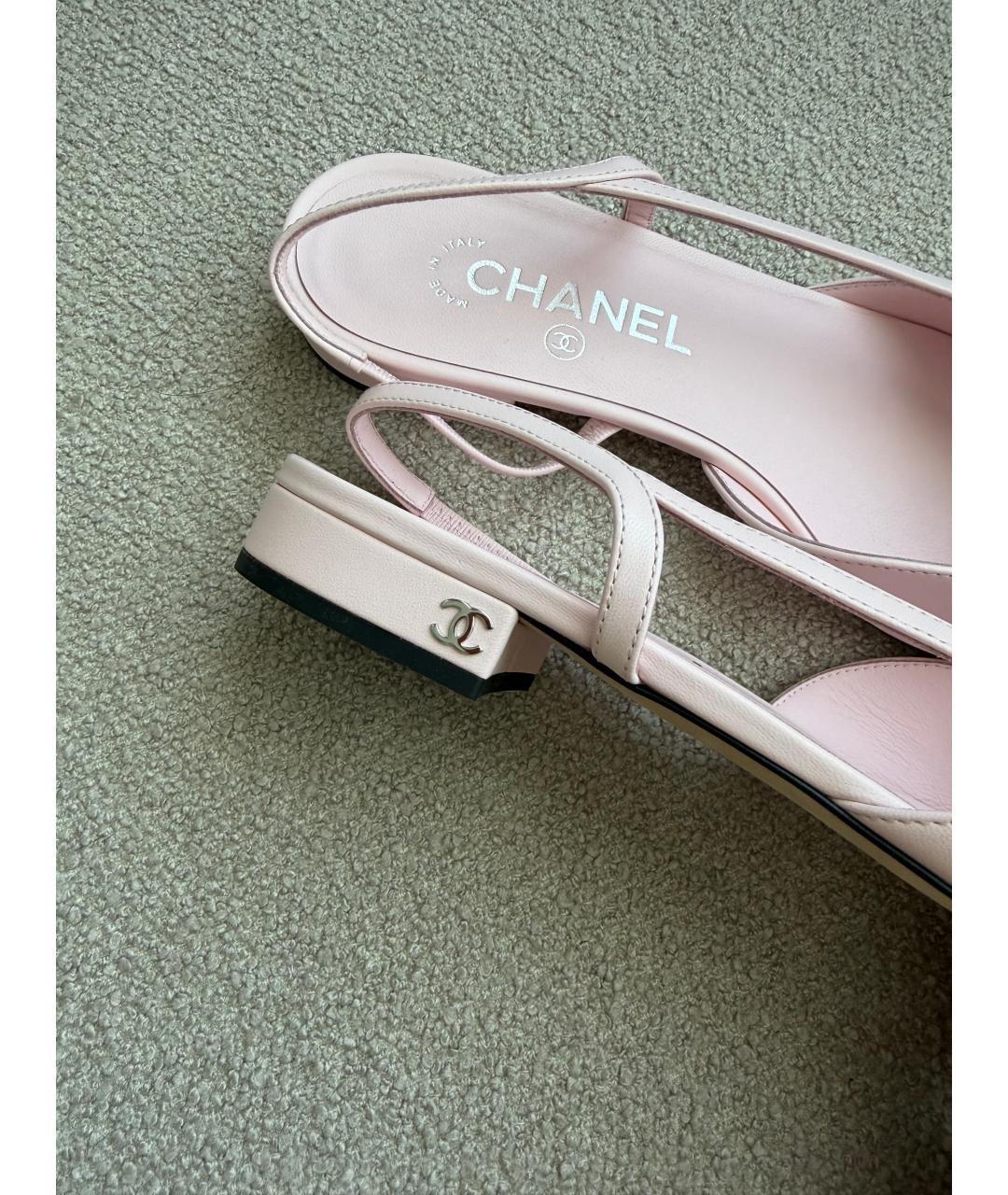 CHANEL Розовые кожаные туфли, фото 6