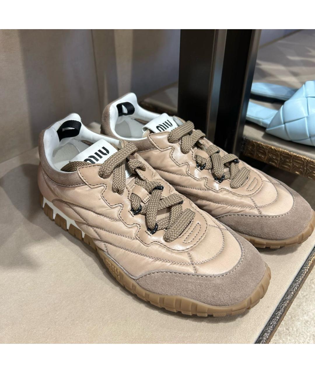 MIU MIU Розовые текстильные кроссовки, фото 5