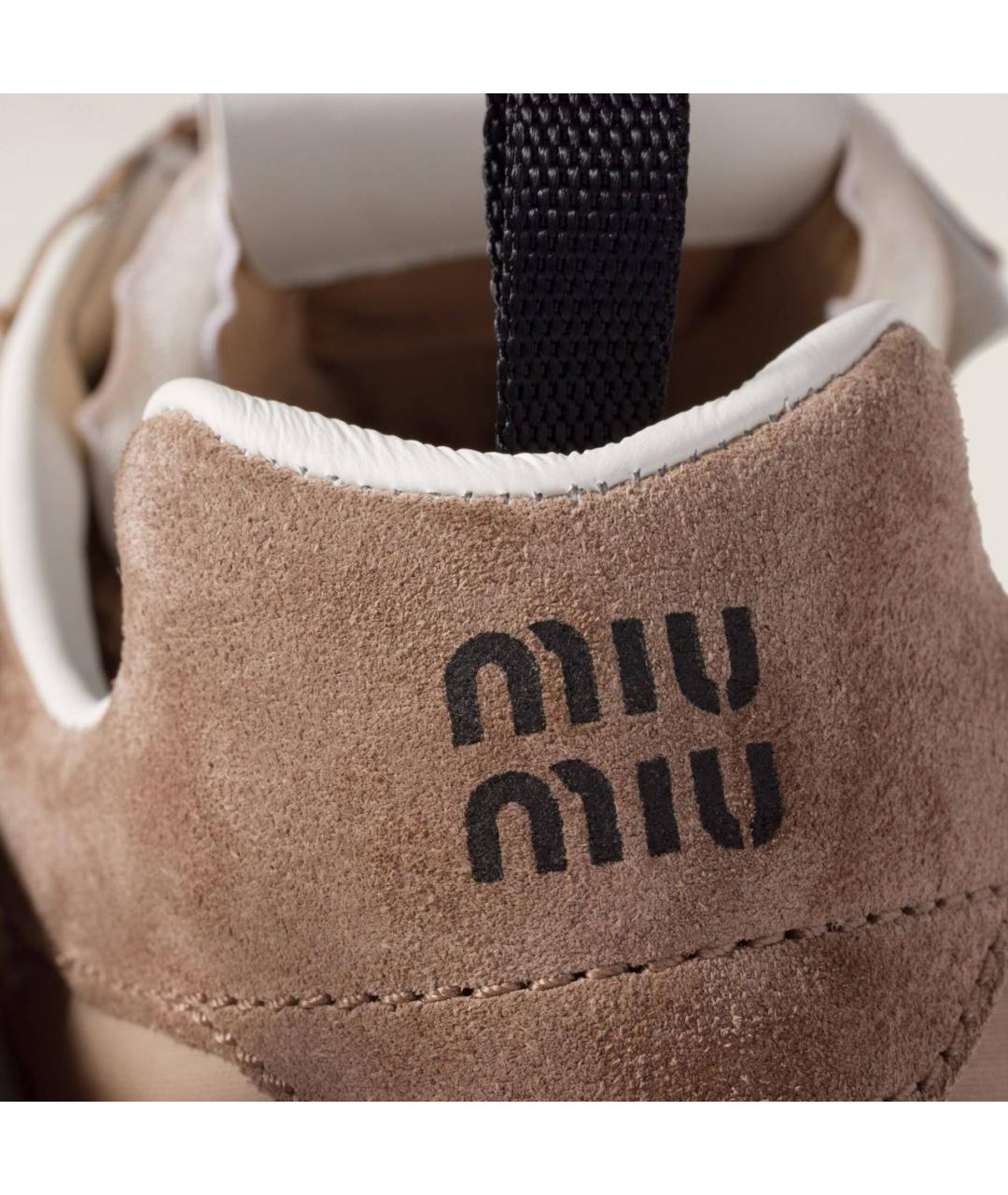 MIU MIU Розовые текстильные кроссовки, фото 4