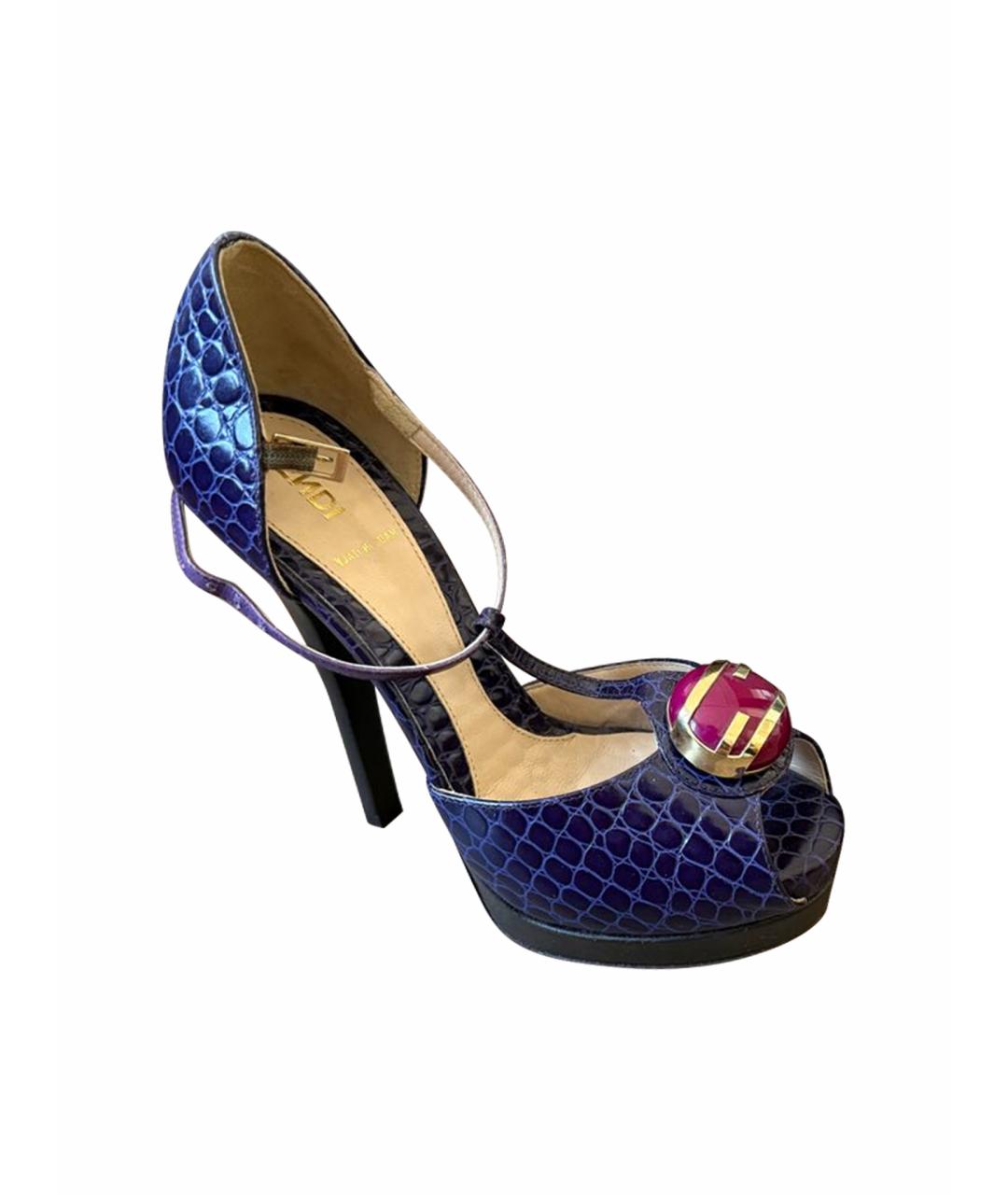 FENDI Фиолетовые босоножки из экзотической кожи, фото 1