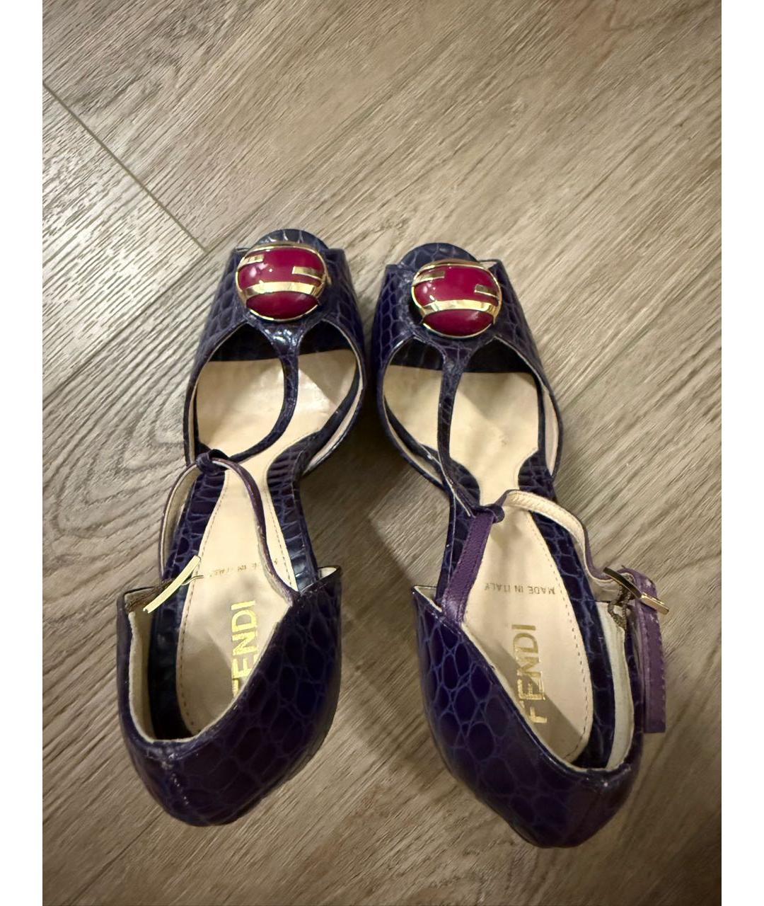 FENDI Фиолетовые босоножки из экзотической кожи, фото 3