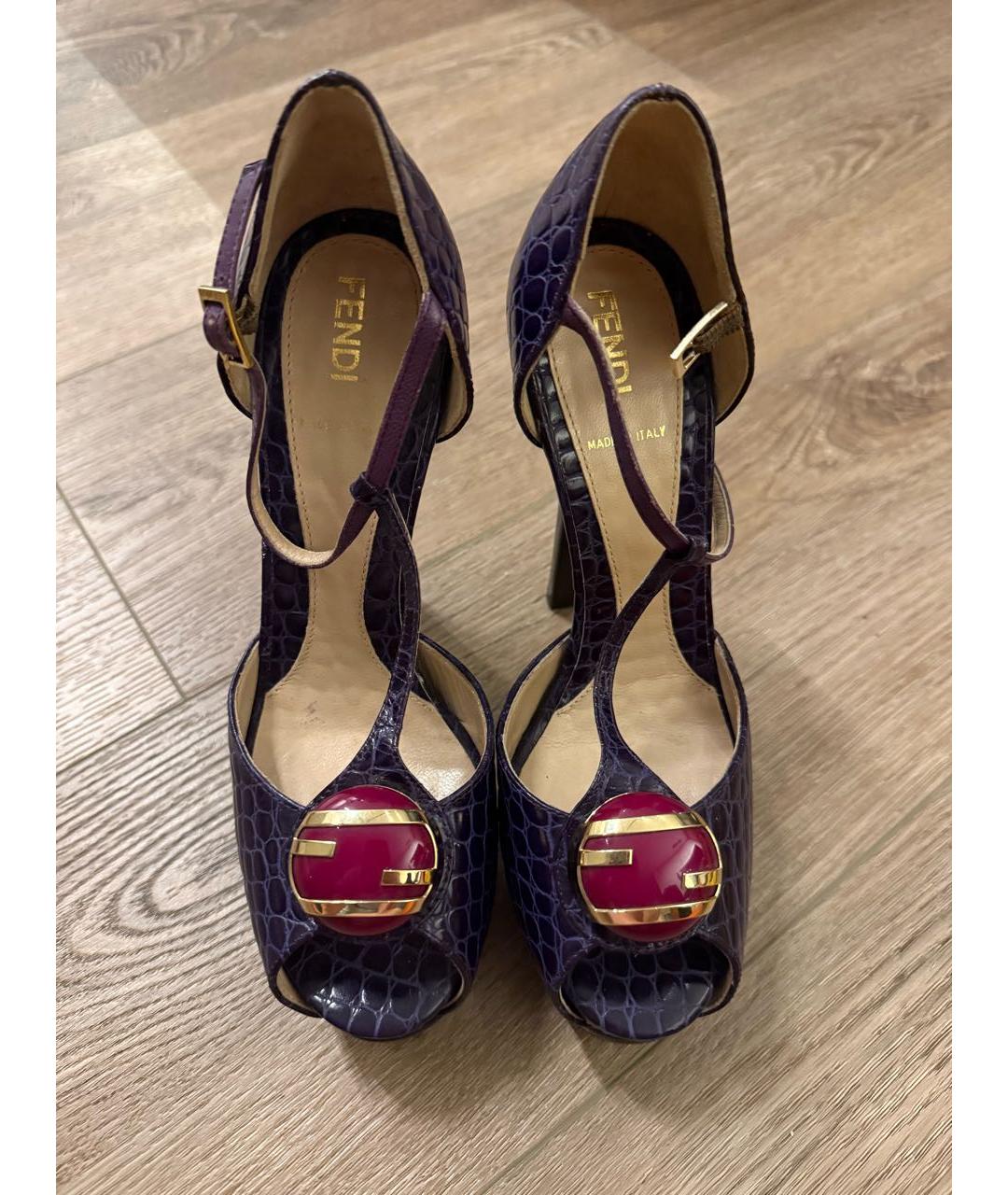 FENDI Фиолетовые босоножки из экзотической кожи, фото 2