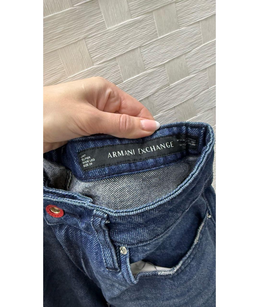 ARMANI EXCHANGE Темно-синие хлопковые джинсы клеш, фото 4