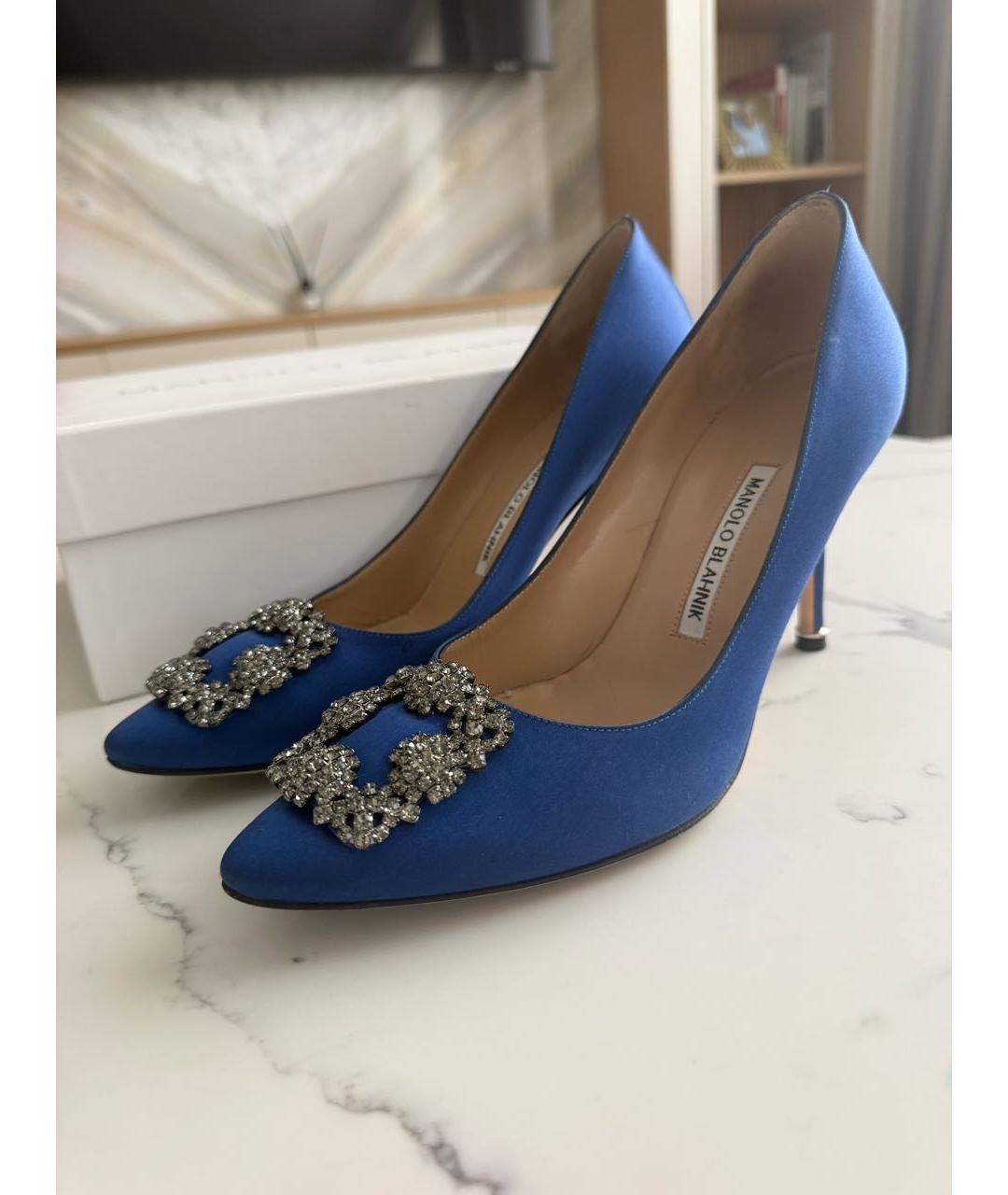 MANOLO BLAHNIK Синие текстильные туфли, фото 2