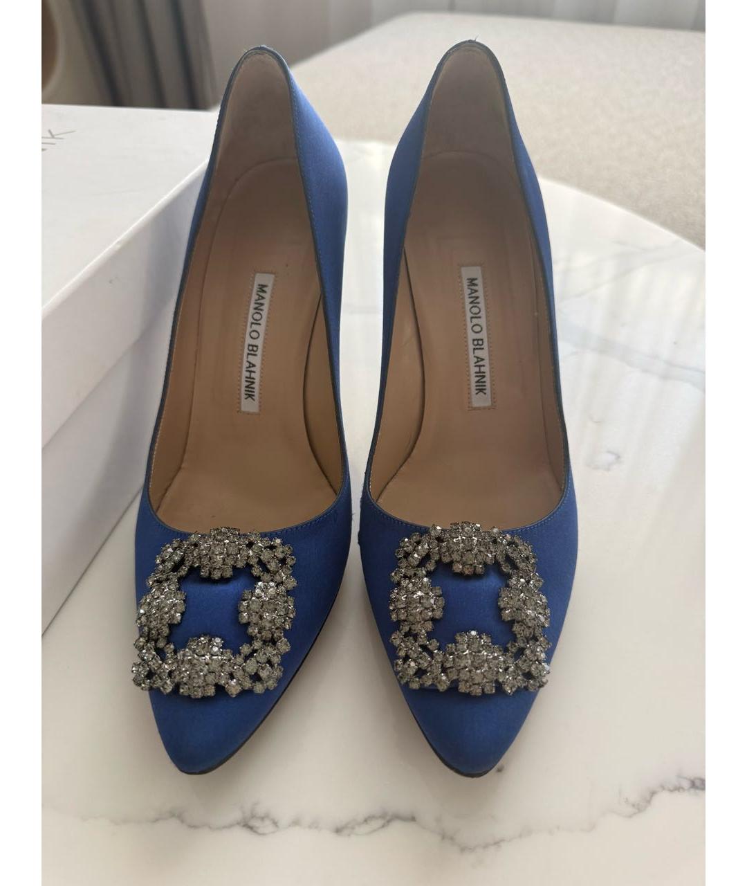 MANOLO BLAHNIK Синие текстильные туфли, фото 4