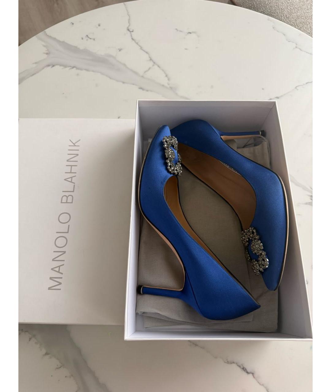 MANOLO BLAHNIK Синие текстильные туфли, фото 5
