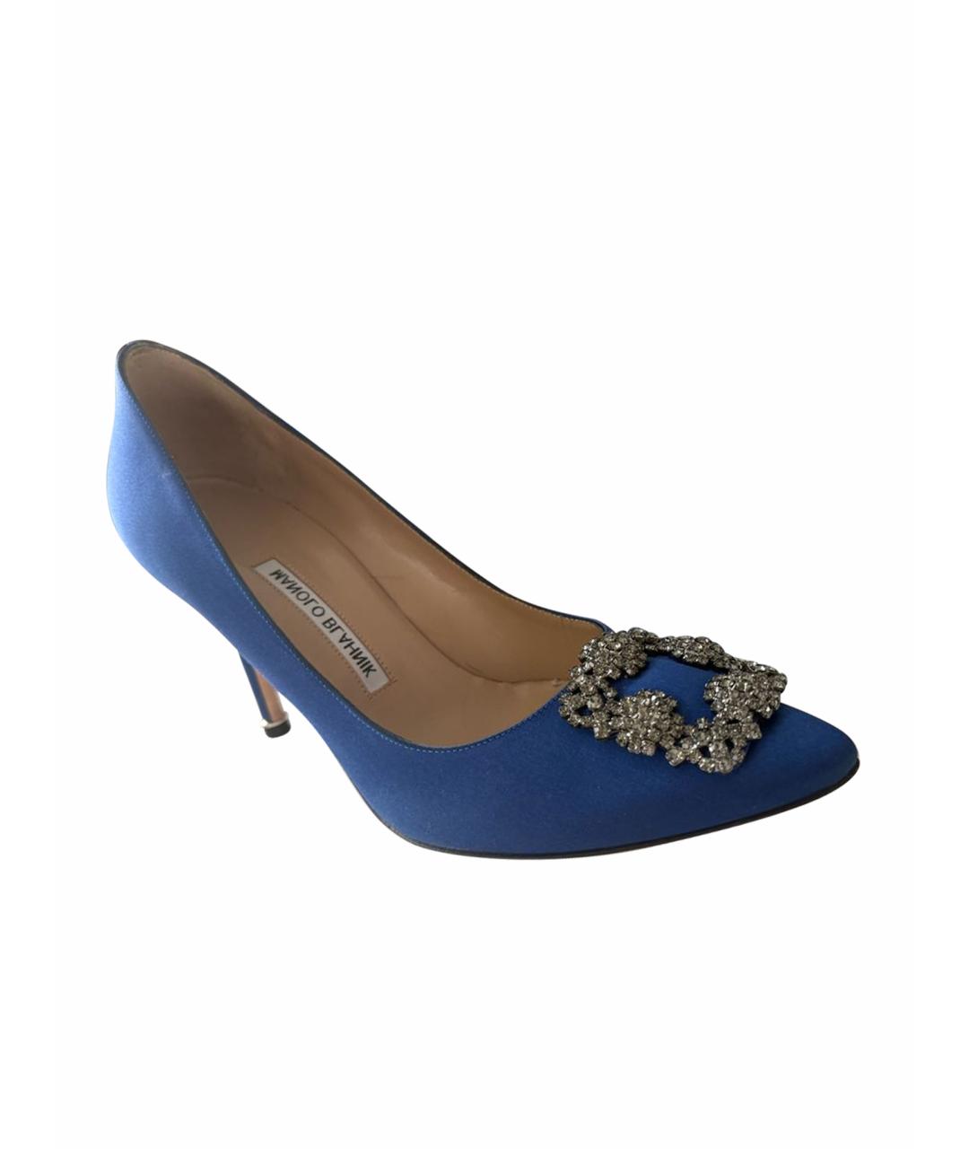 MANOLO BLAHNIK Синие текстильные туфли, фото 1