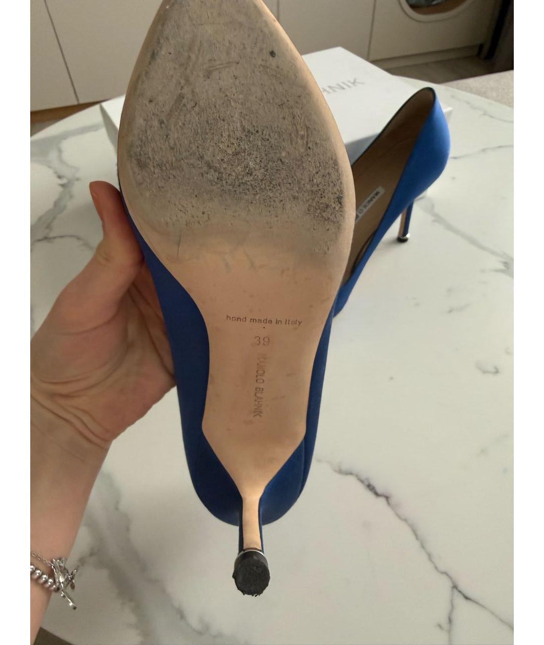 MANOLO BLAHNIK Синие текстильные туфли, фото 8