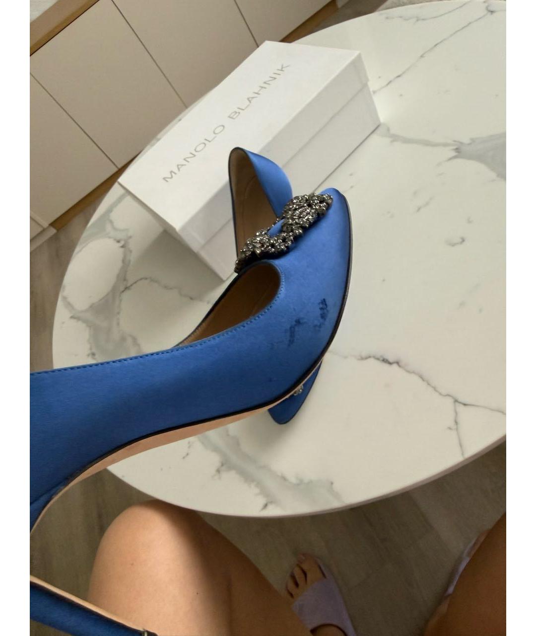 MANOLO BLAHNIK Синие текстильные туфли, фото 6