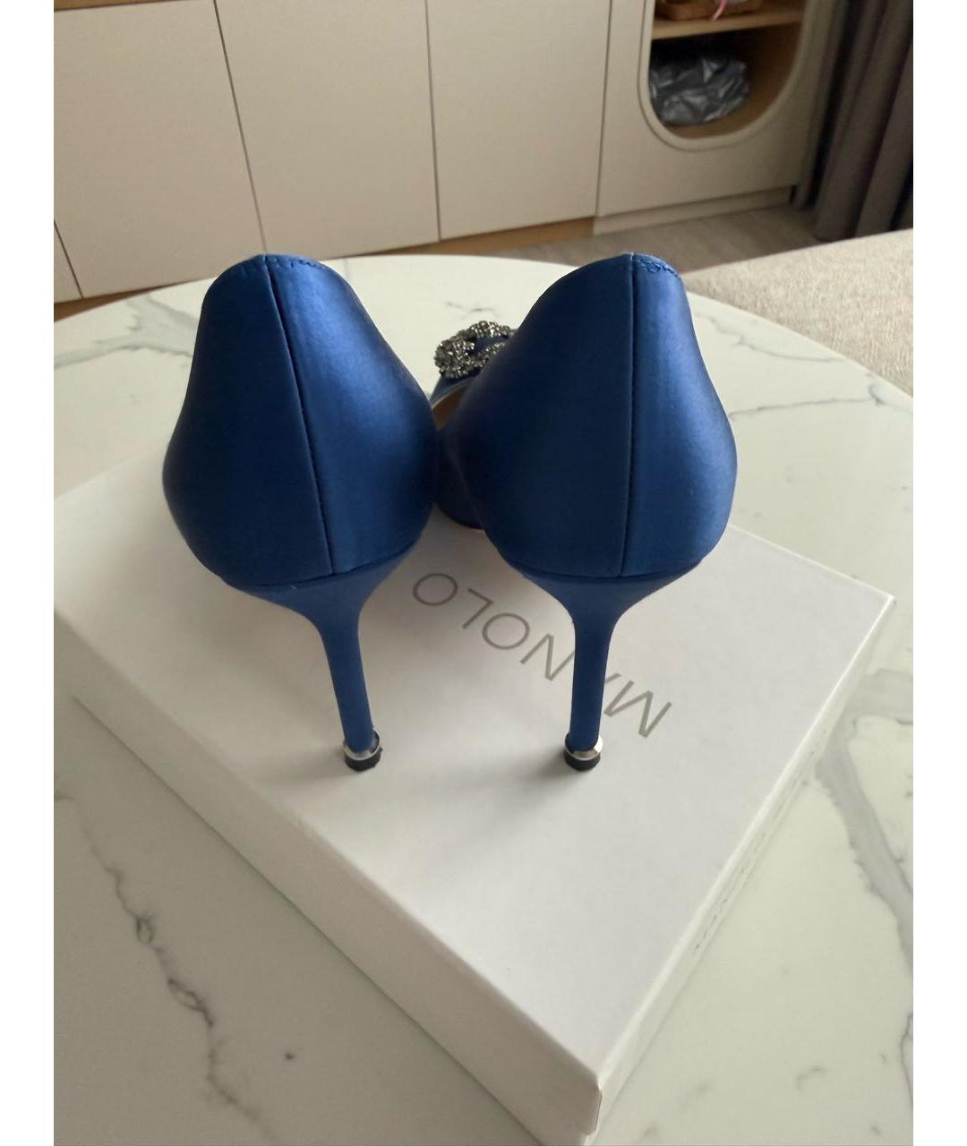 MANOLO BLAHNIK Синие текстильные туфли, фото 3