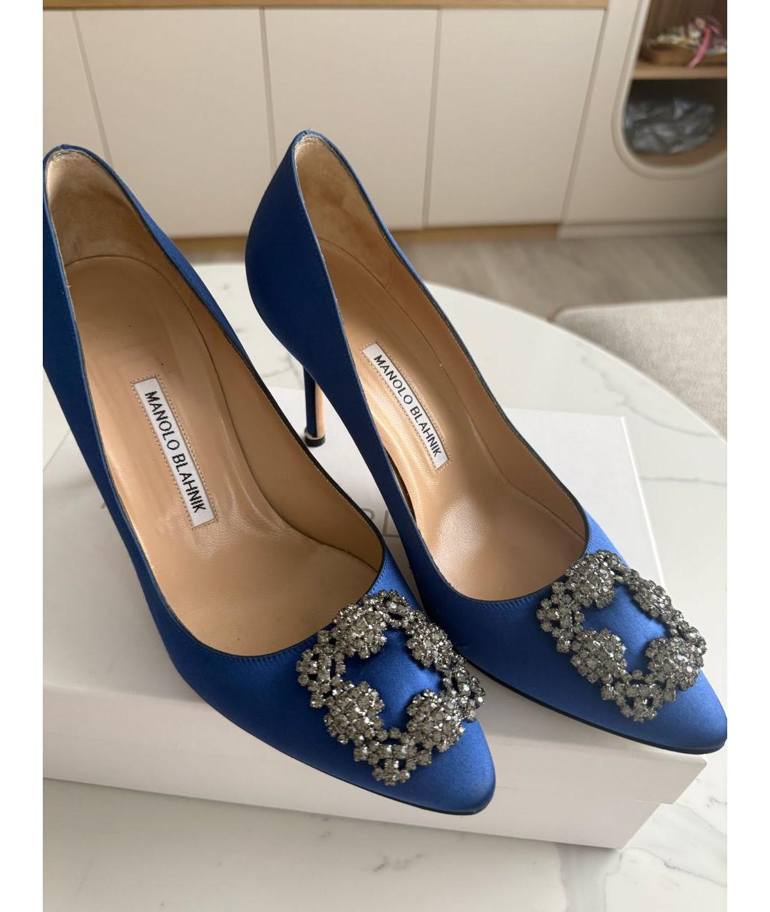 MANOLO BLAHNIK Синие текстильные туфли, фото 7