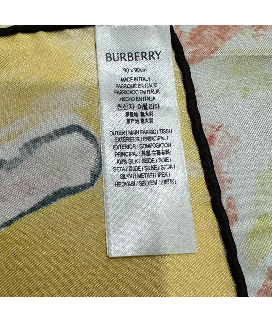 BURBERRY Желтый шелковый платок, фото 6