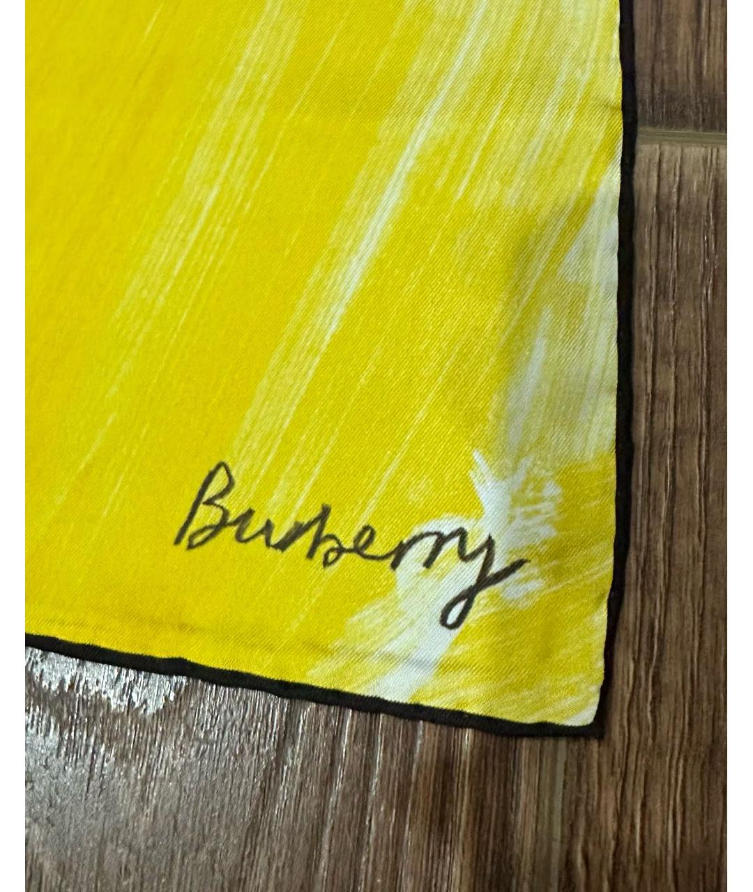 BURBERRY Желтый шелковый платок, фото 2