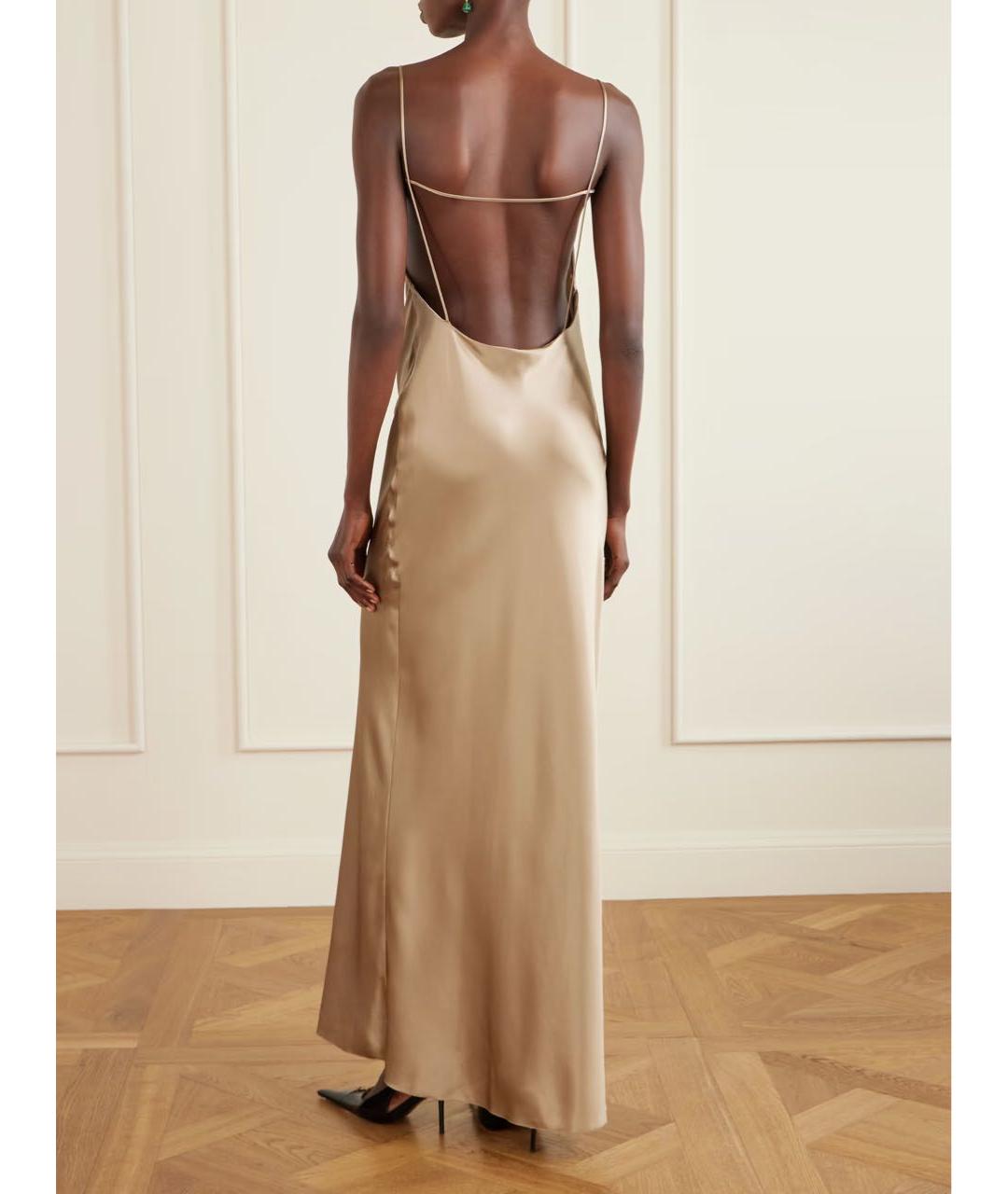 SAINT LAURENT Бежевое шелковое вечернее платье, фото 3