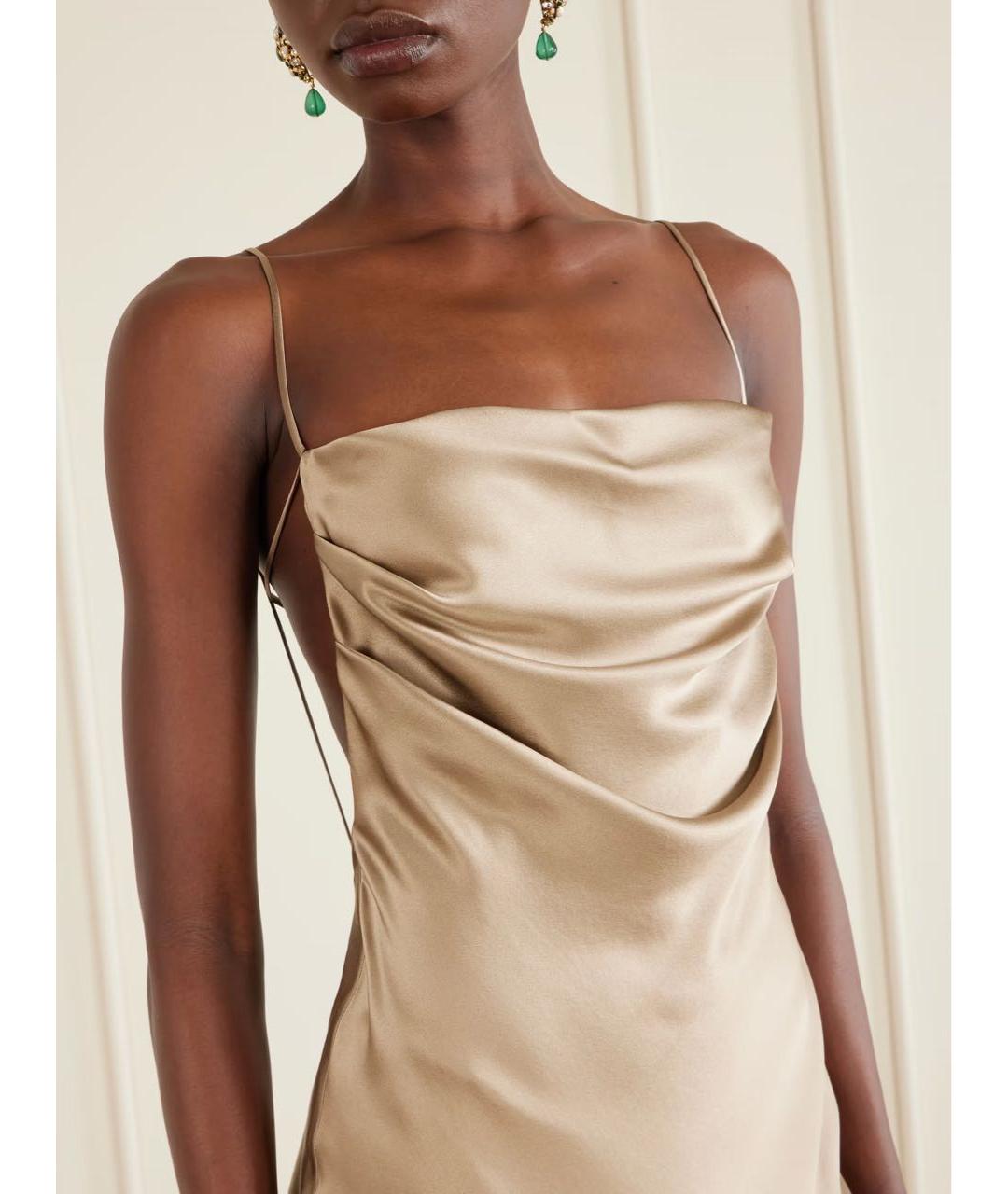 SAINT LAURENT Бежевое шелковое вечернее платье, фото 4
