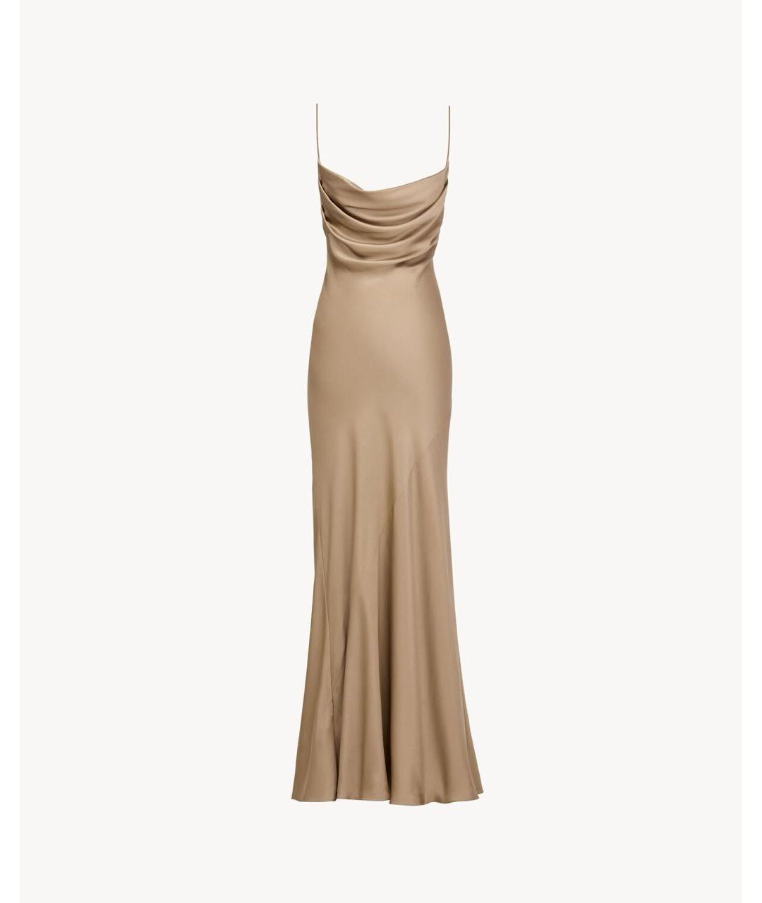SAINT LAURENT Бежевое шелковое вечернее платье, фото 9
