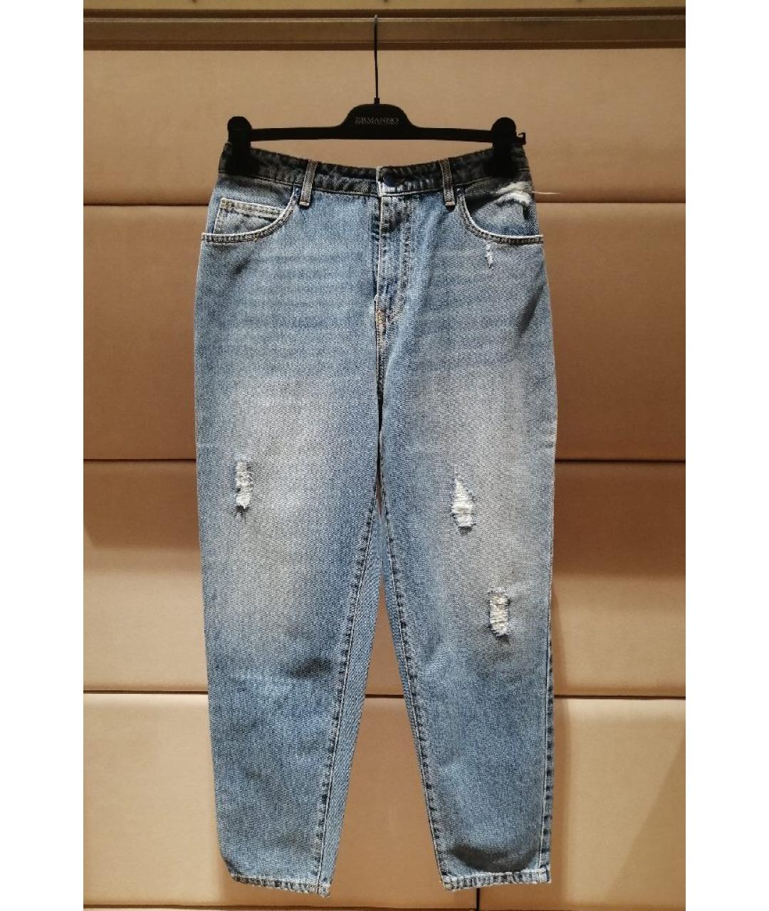 ERMANNO SCERVINO Голубые хлопковые джинсы слим, фото 3
