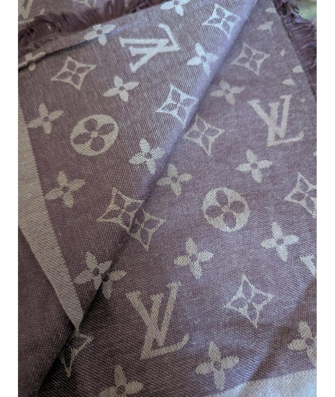 LOUIS VUITTON Коричневый шерстяной платок, фото 2