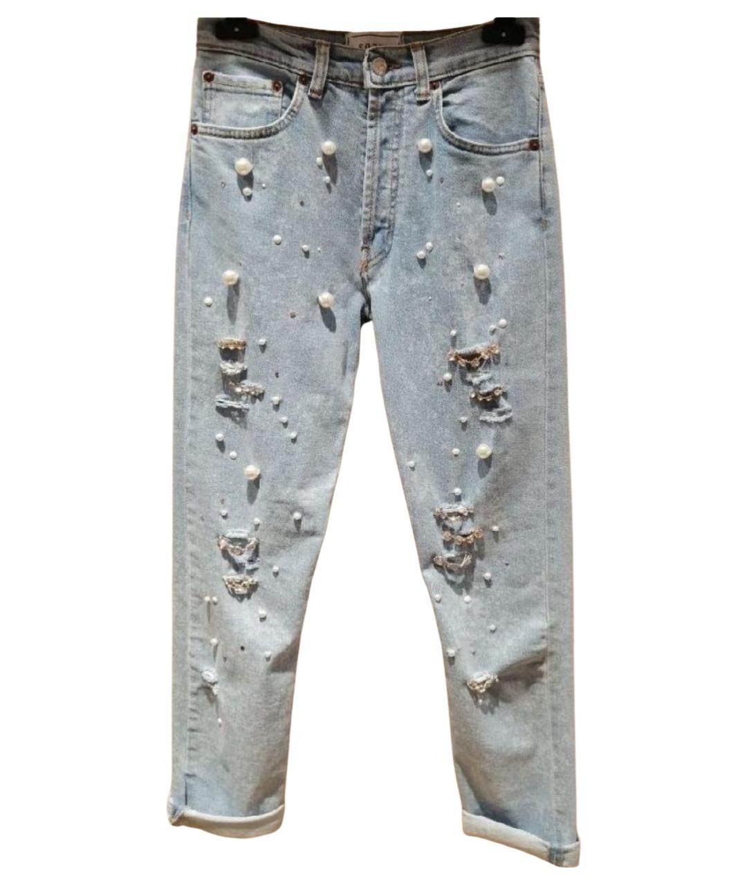FORTE COUTURE Голубые хлопковые джинсы слим, фото 1
