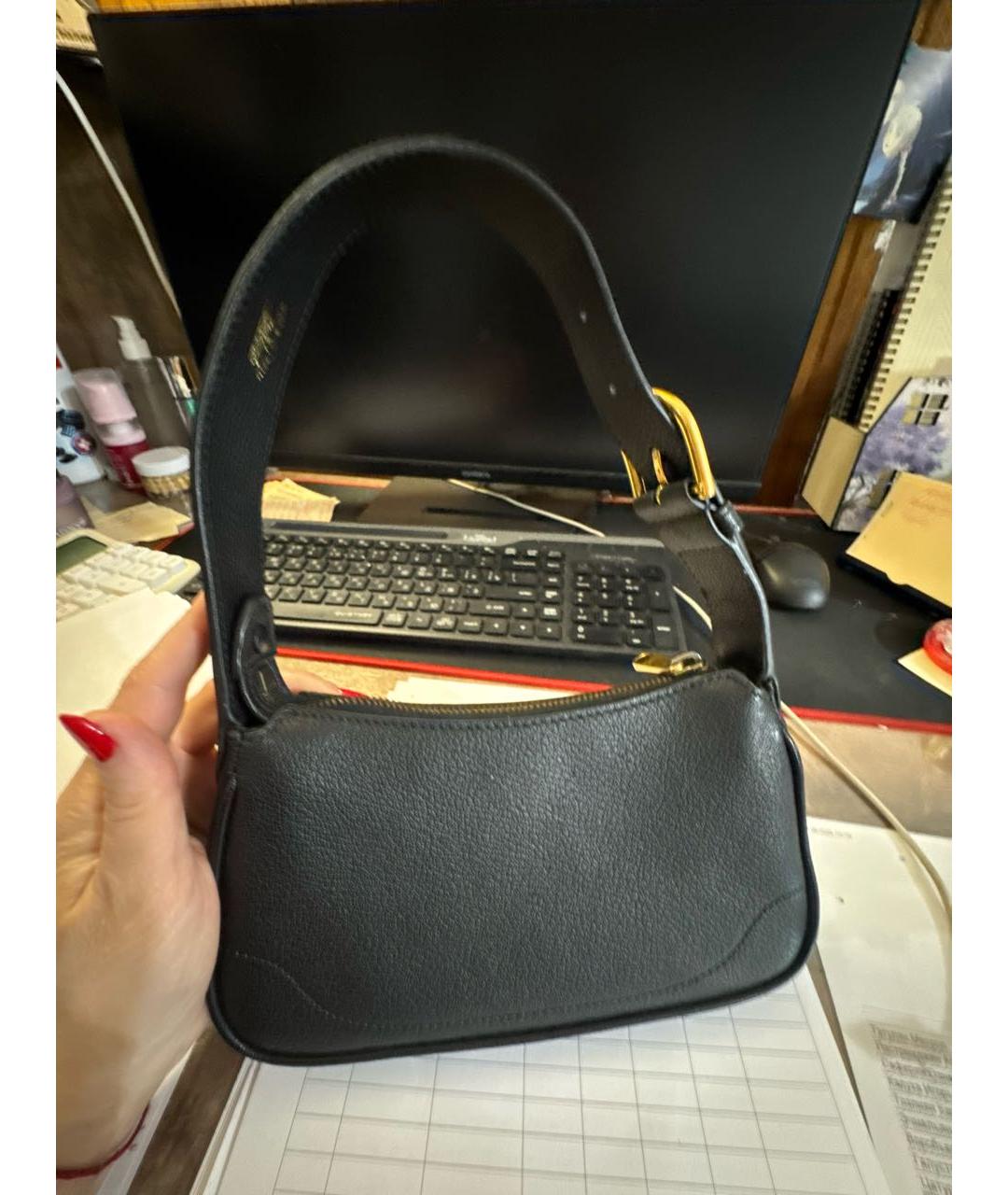 GUCCI Черная кожаная сумка с короткими ручками, фото 3