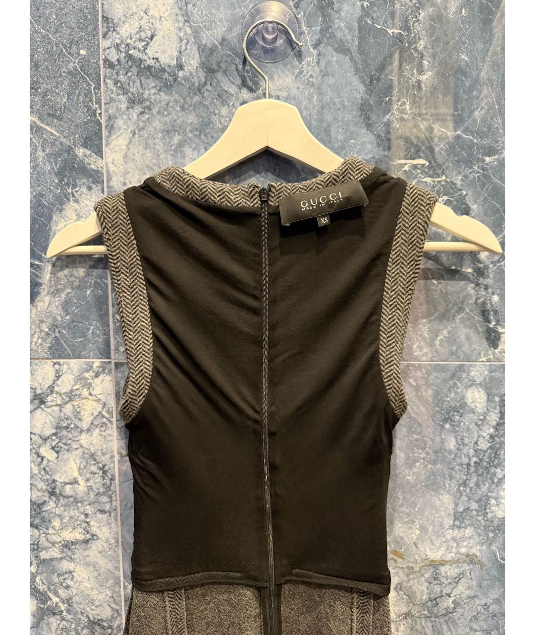 GUCCI Антрацитовое шерстяное повседневное платье, фото 4