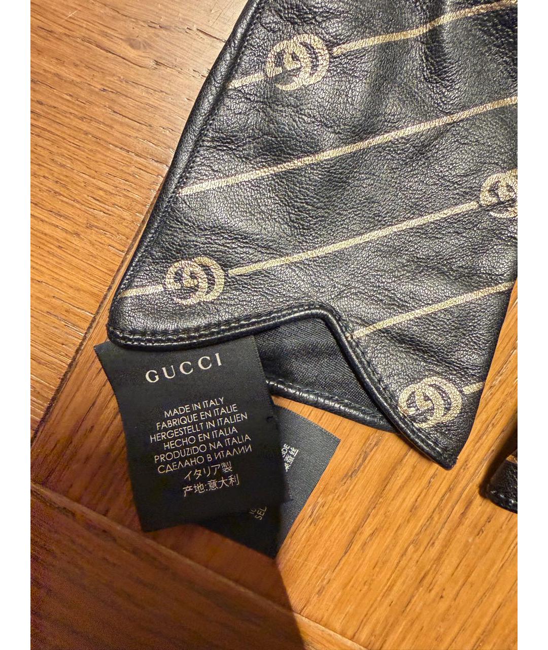 GUCCI Черные кожаные перчатки, фото 2