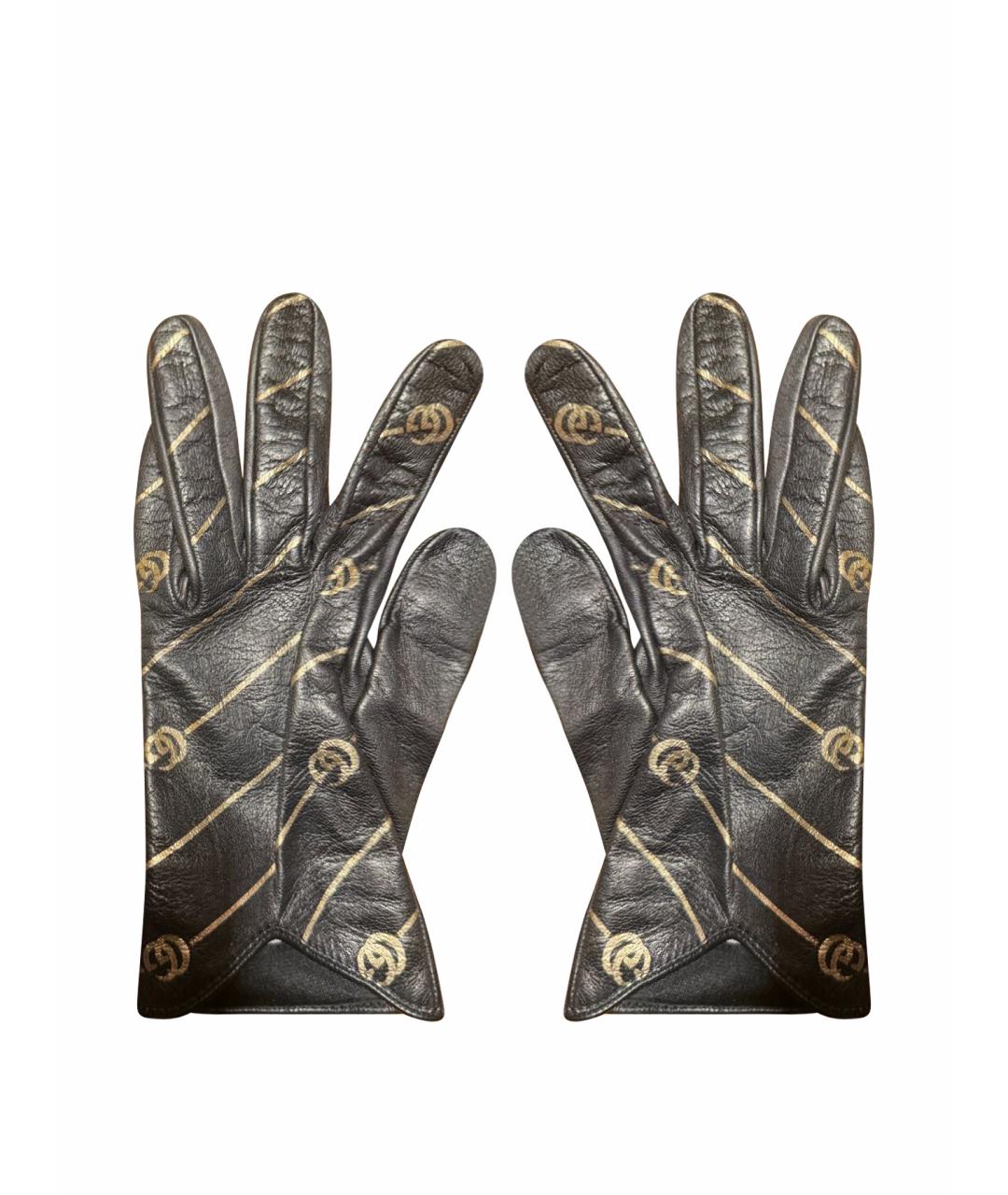 GUCCI Черные кожаные перчатки, фото 1