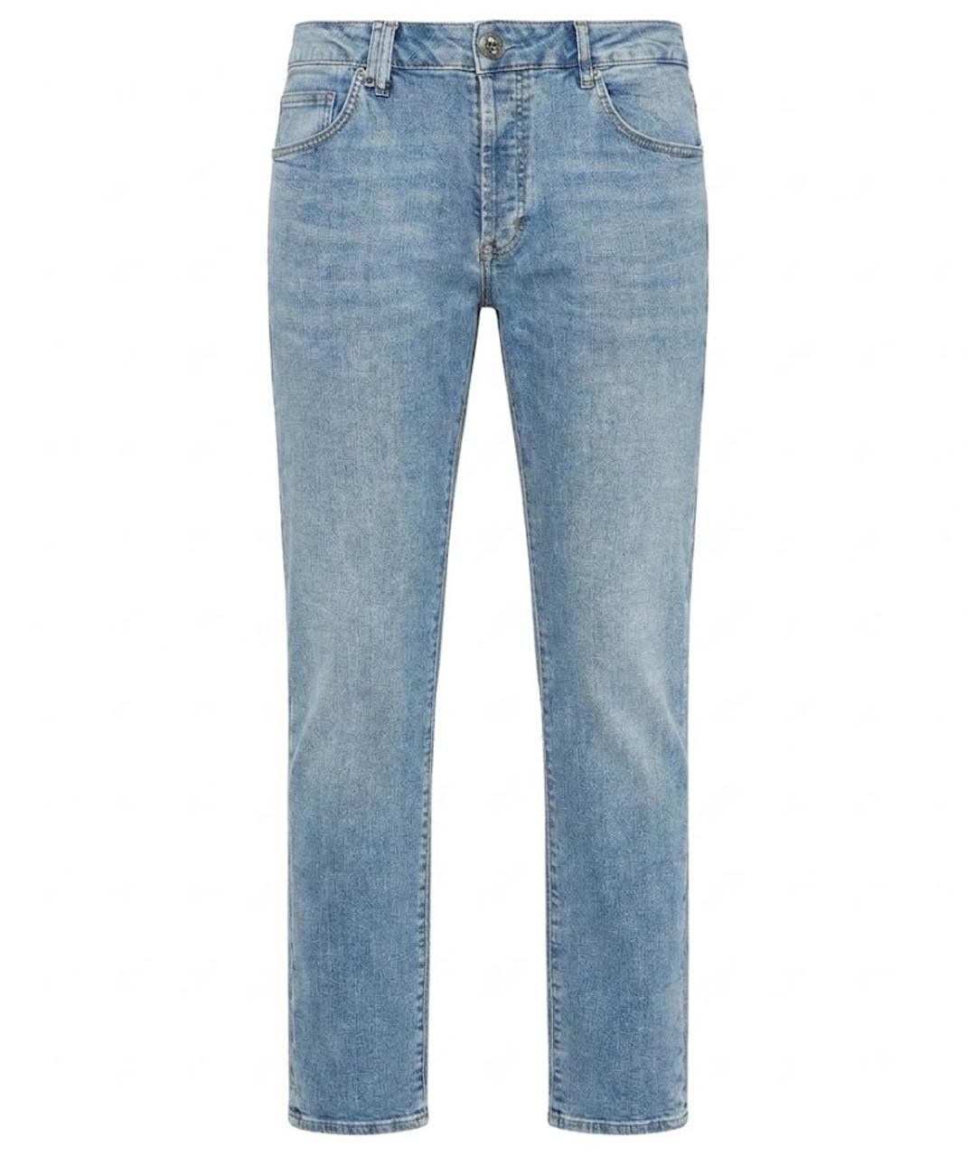 PHILIPP PLEIN Голубые хлопко-эластановые джинсы скинни, фото 1