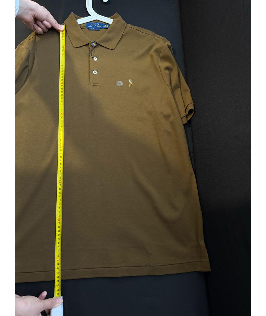 POLO RALPH LAUREN Коричневое хлопковое поло с коротким рукавом, фото 6