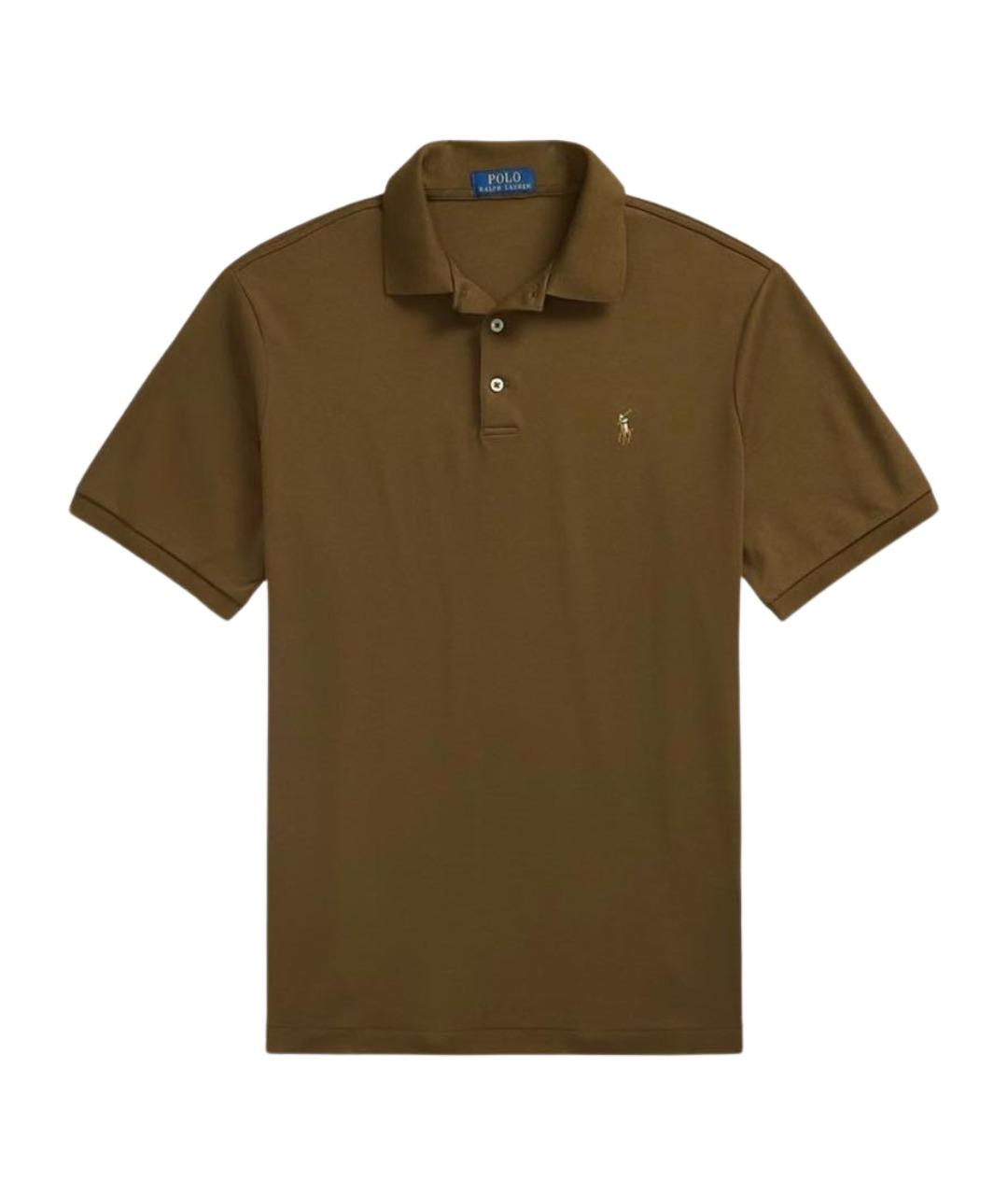 POLO RALPH LAUREN Коричневое хлопковое поло с коротким рукавом, фото 1