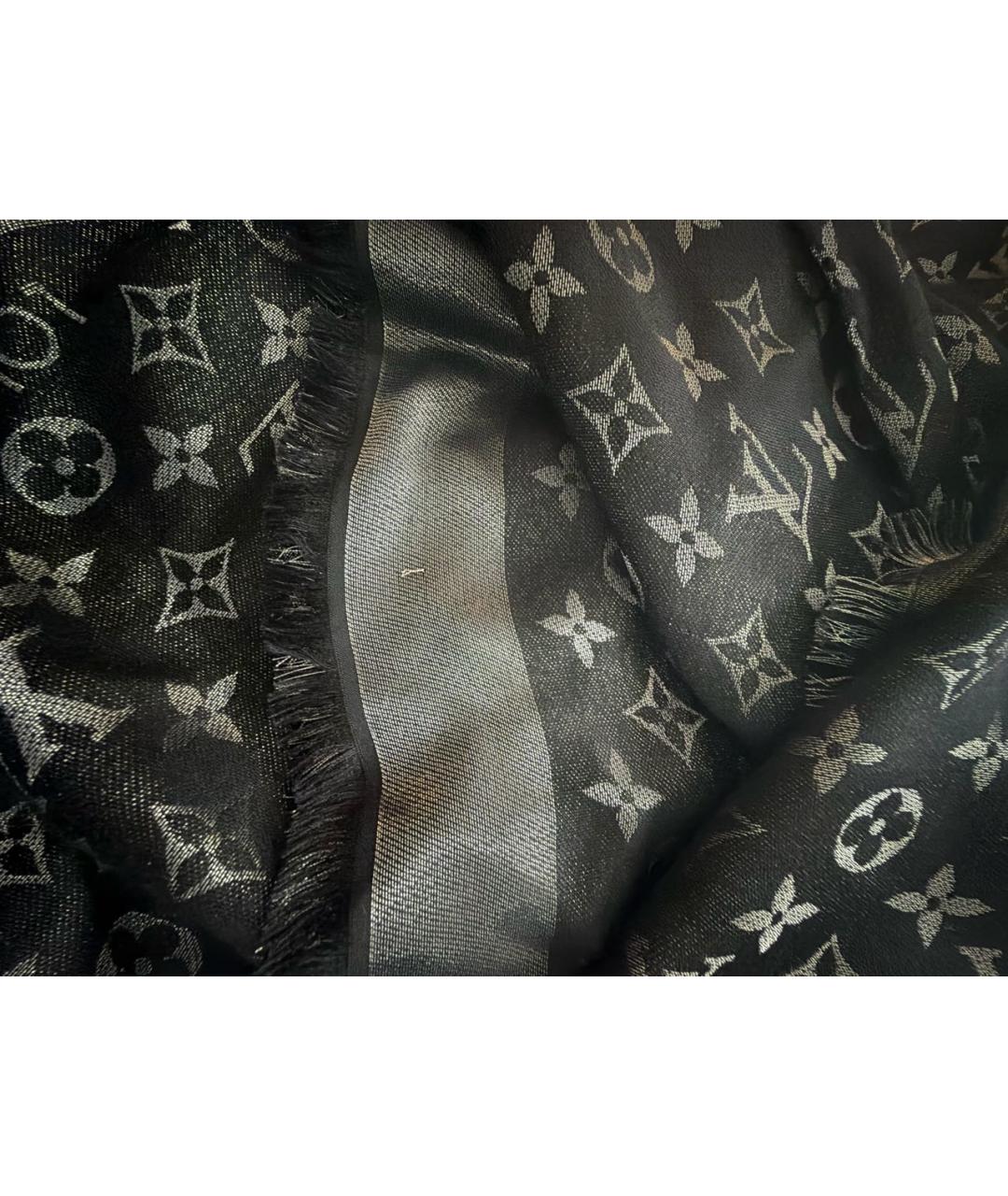LOUIS VUITTON Черный шелковый шарф, фото 3