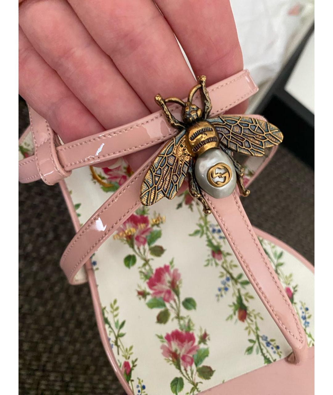 GUCCI Розовые босоножки из лакированной кожи, фото 4