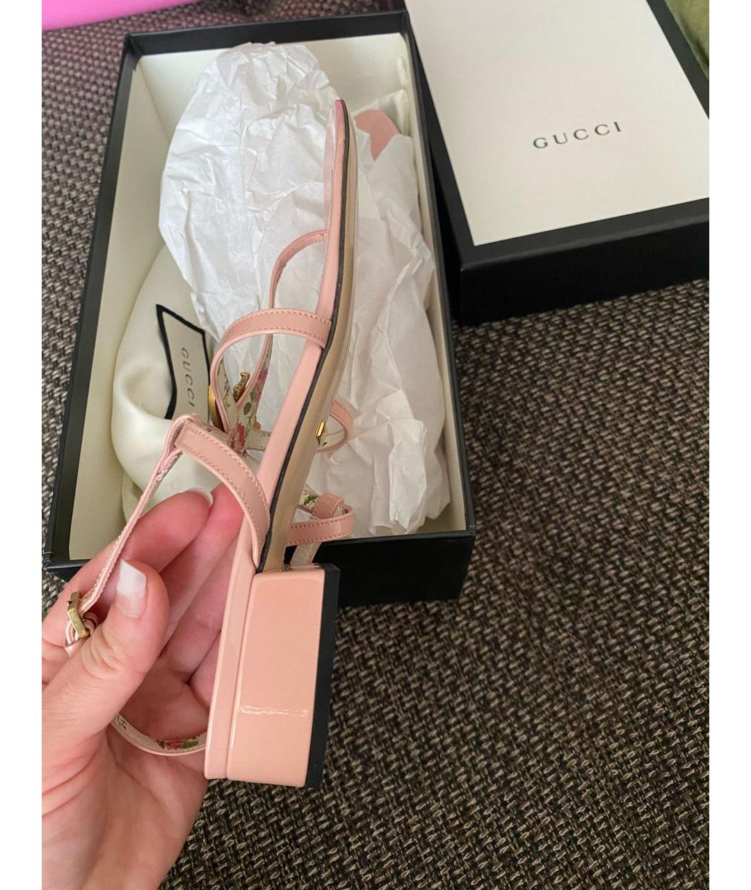GUCCI Розовые босоножки из лакированной кожи, фото 6