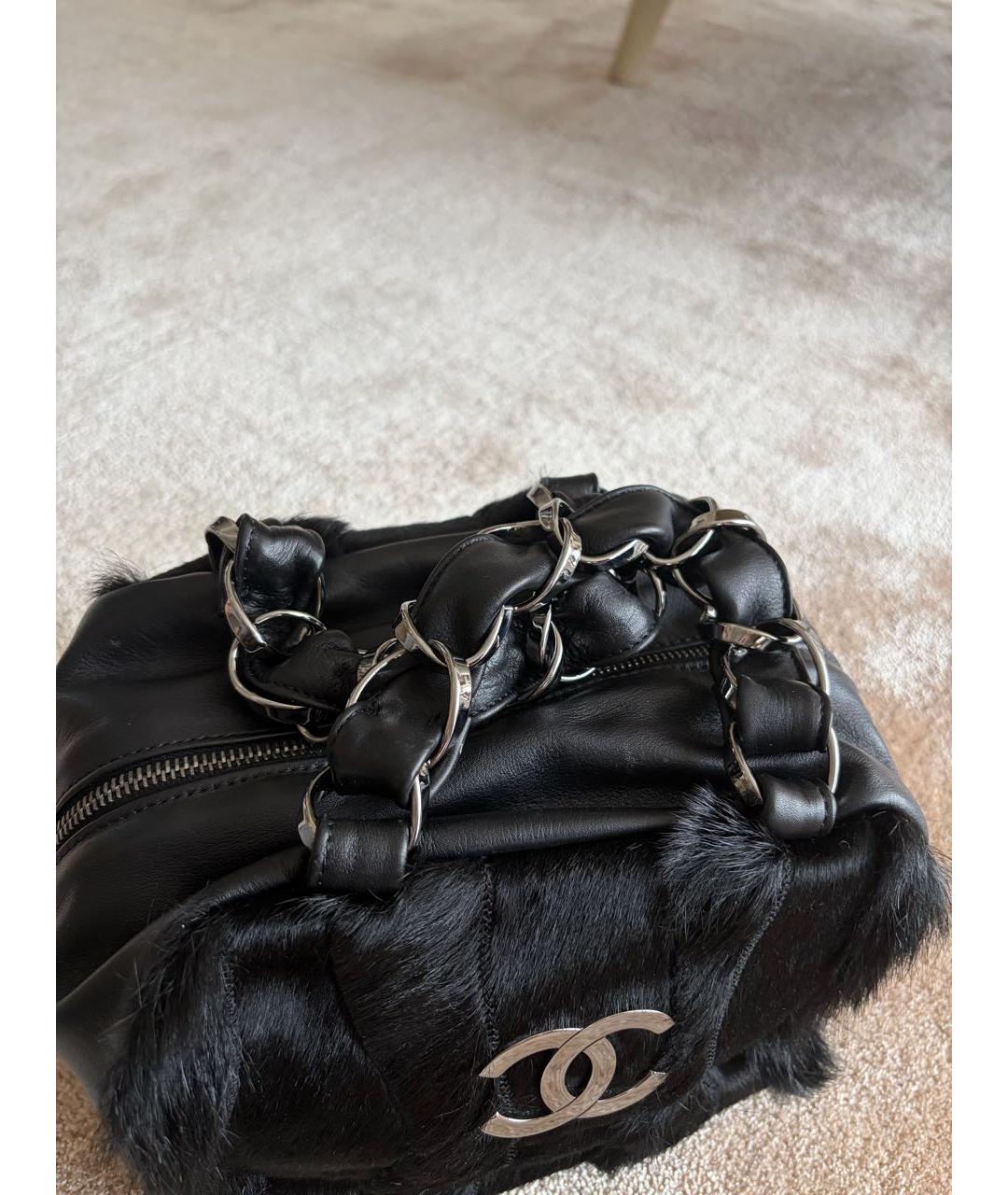 CHANEL Черная кожаная сумка с короткими ручками, фото 2