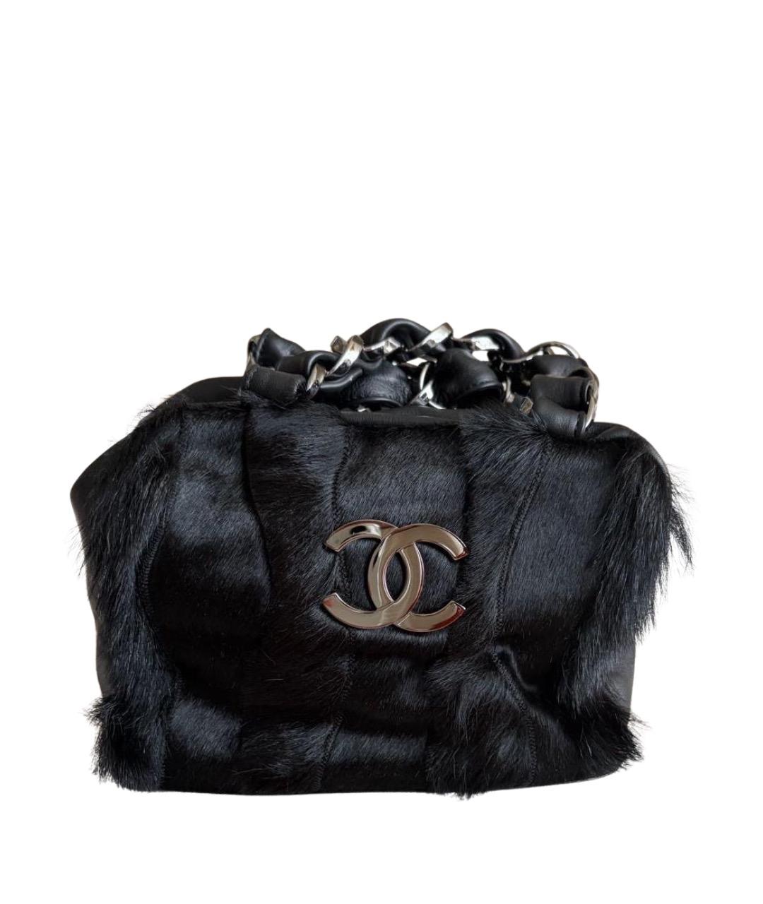 CHANEL Черная кожаная сумка с короткими ручками, фото 1
