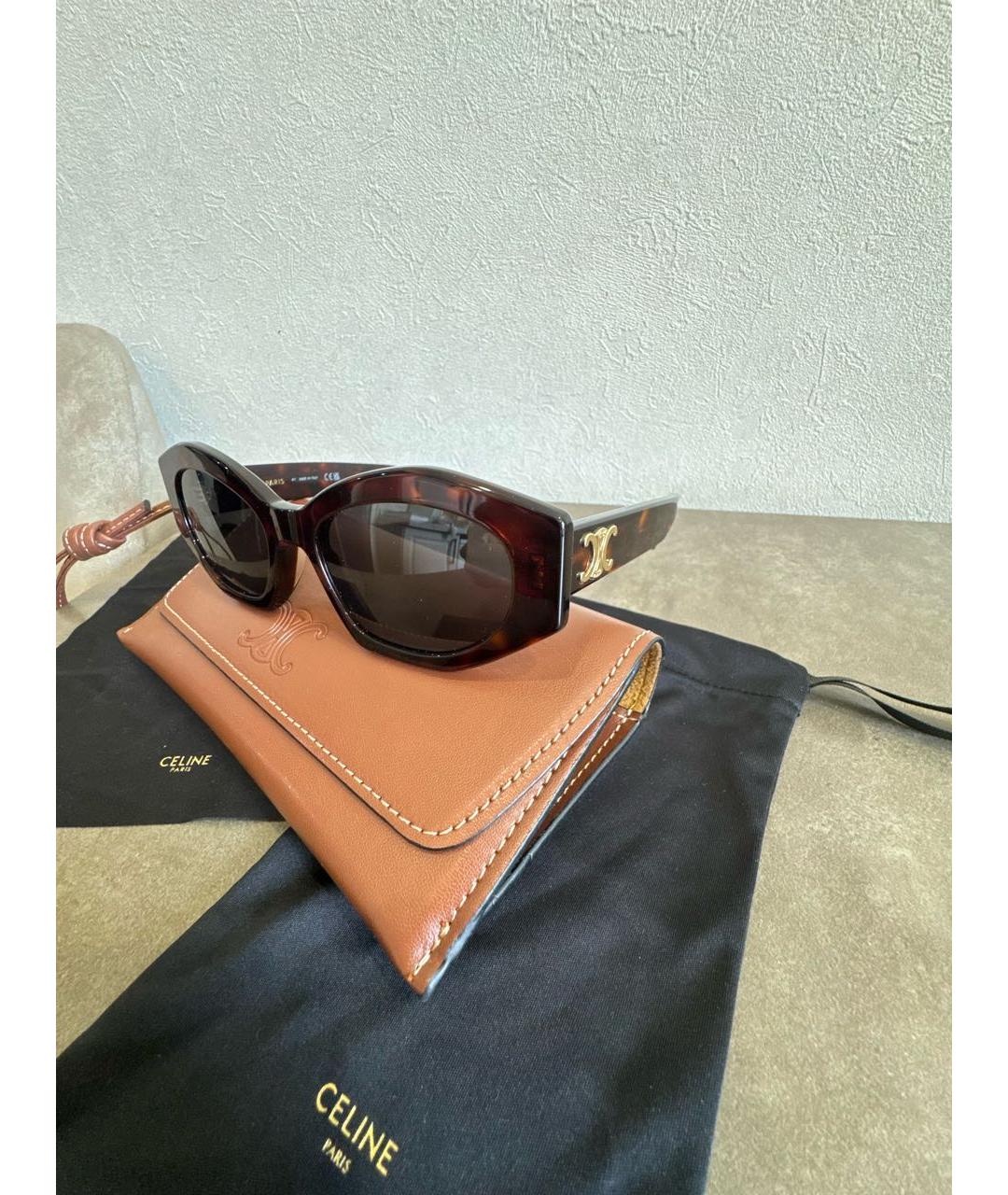 CELINE Коричневые пластиковые солнцезащитные очки, фото 2