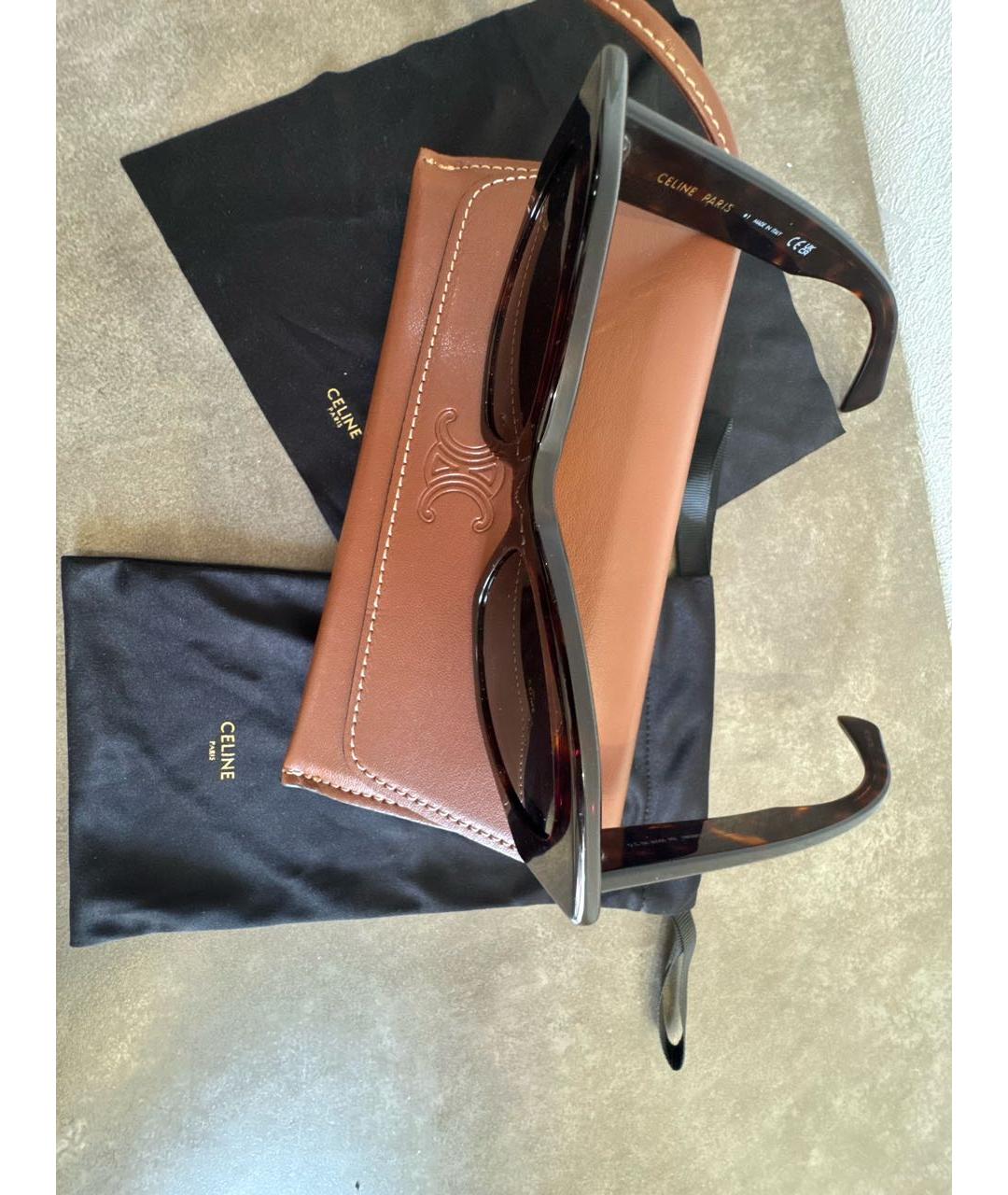 CELINE Коричневые пластиковые солнцезащитные очки, фото 4