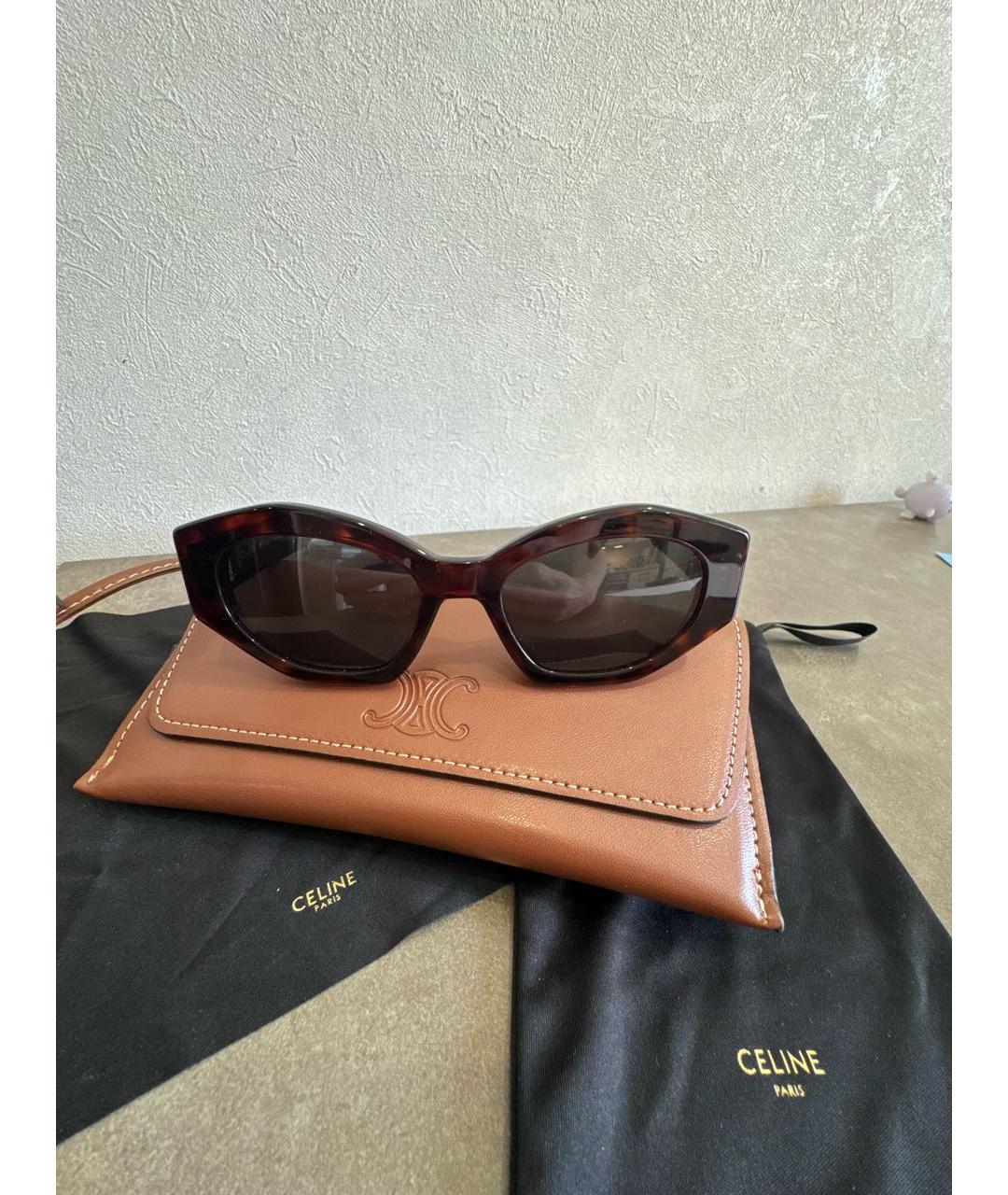 CELINE Коричневые пластиковые солнцезащитные очки, фото 5