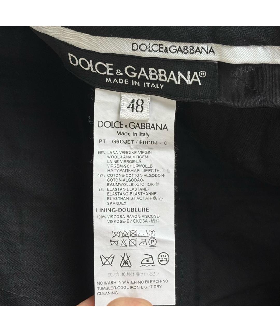 DOLCE&GABBANA Черные шерстяные классические брюки, фото 3