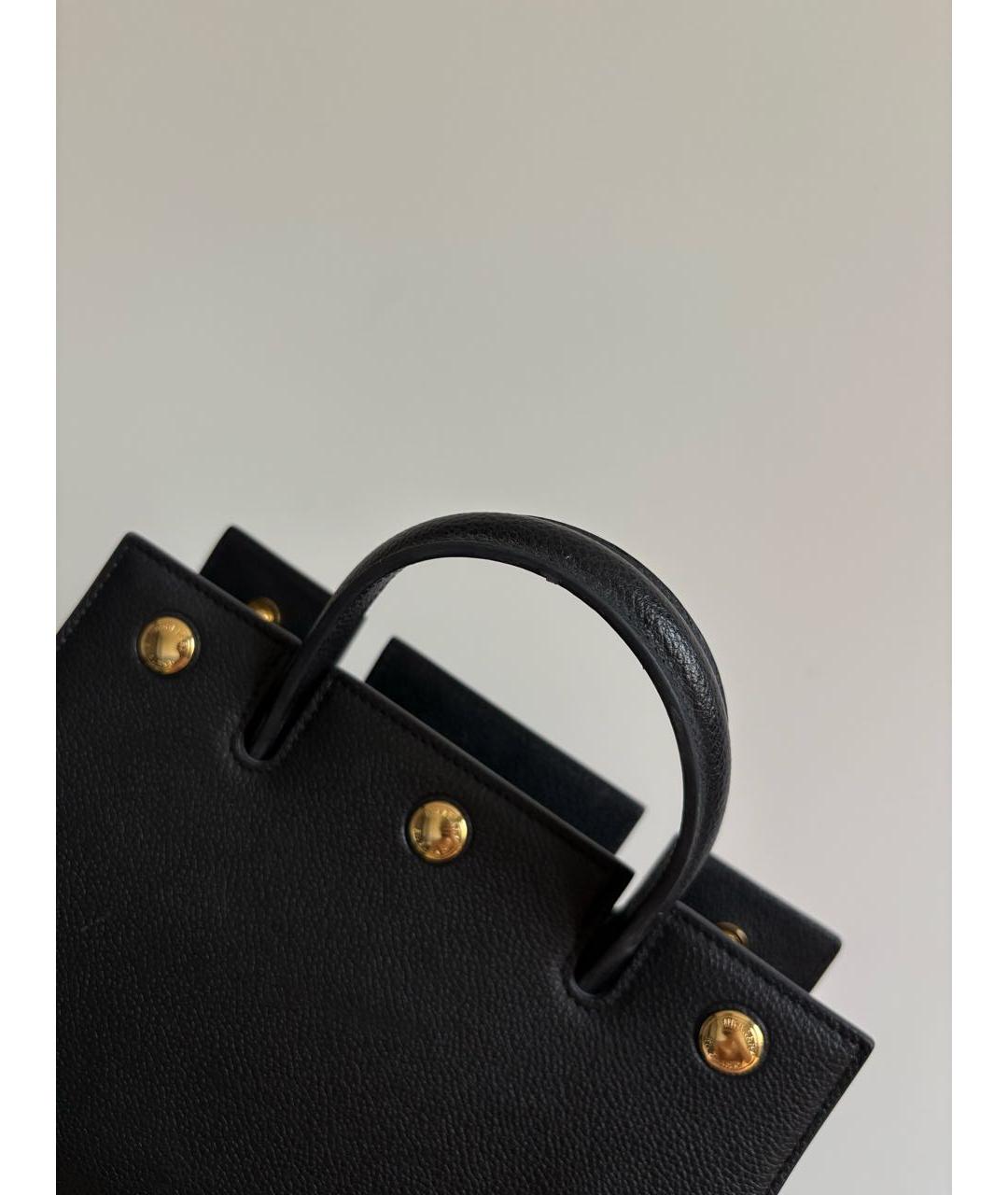 BURBERRY Черная кожаная сумка тоут, фото 4